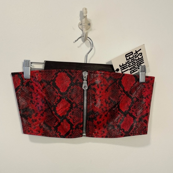 Free People The Ragged Priest Red Snake Skin Tube Top - Picture 3 of 11